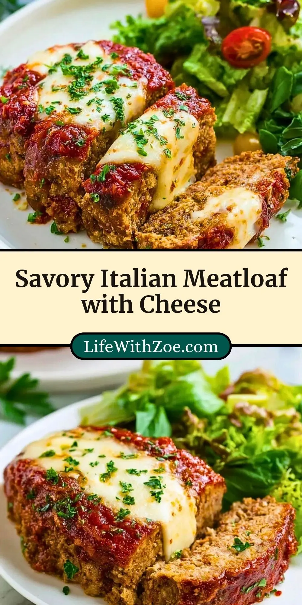 Savory Italian Meatloaf with Cheese Pin 2