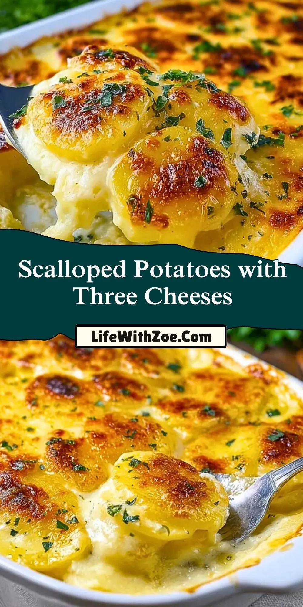 Scalloped Potatoes with Three Cheeses Pin 1
