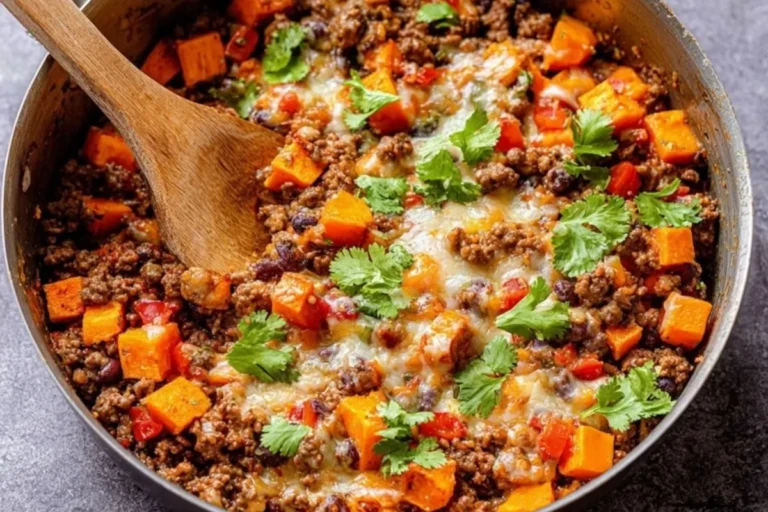 Southwest Ground Beef and Sweet Potato Skillet