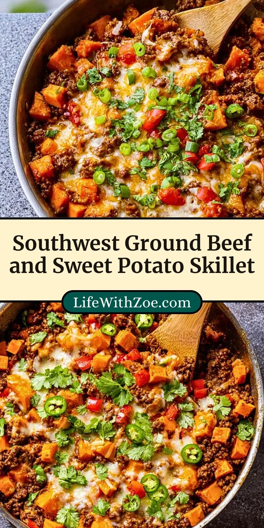 Southwest Ground Beef and Sweet Potato Skillet Pin 2