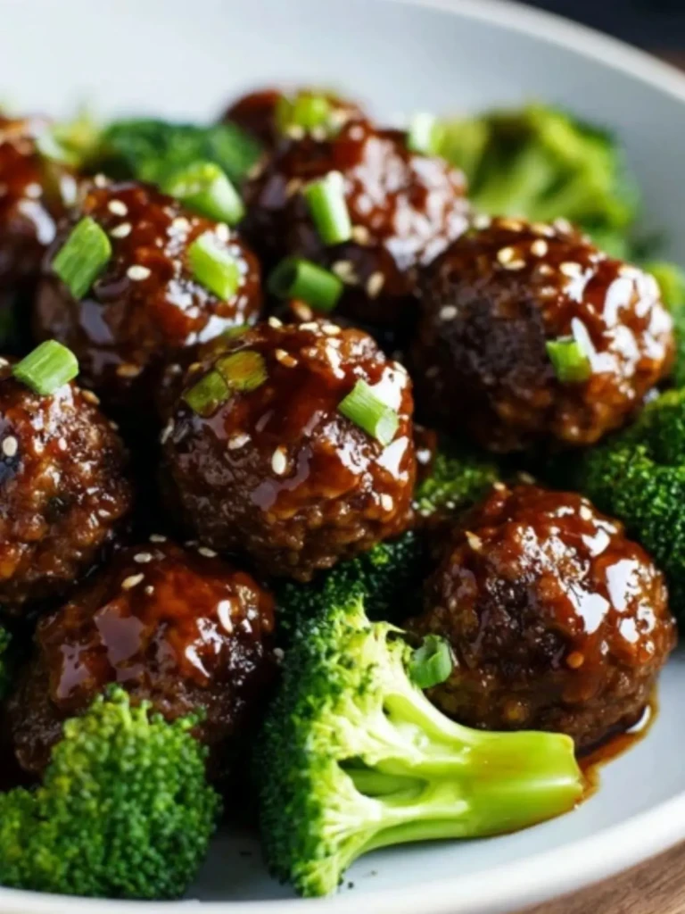 Sticky Mongolian Meatballs and Broccoli (1)