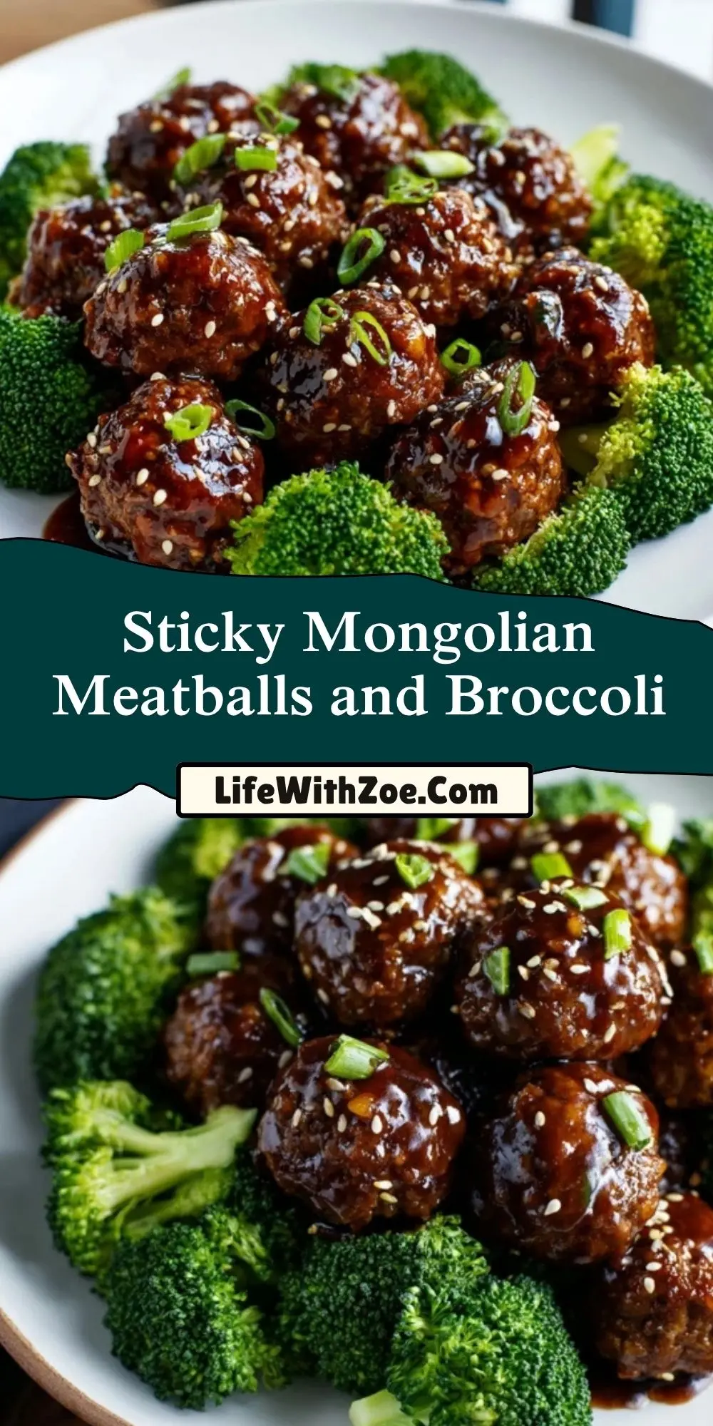 Sticky Mongolian Meatballs and Broccoli (2)