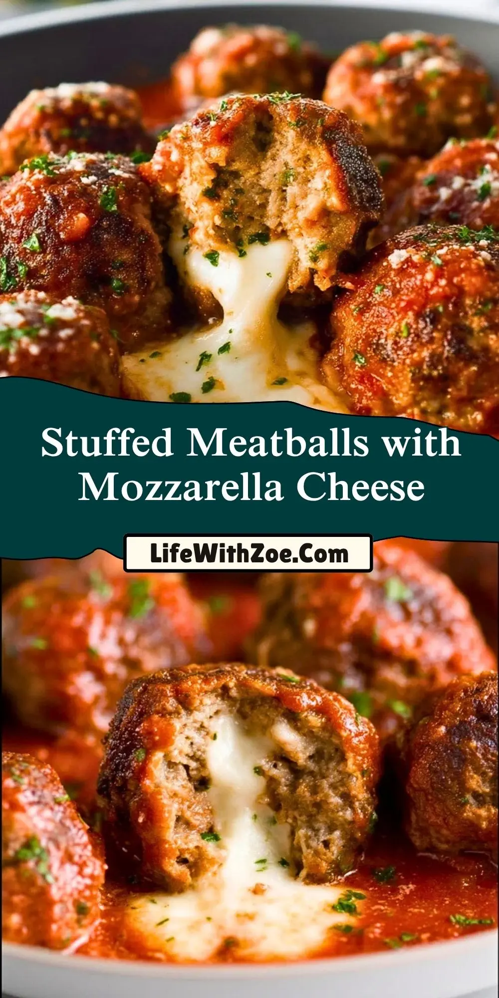 Stuffed Meatballs with Mozzarella Cheese Pin 1