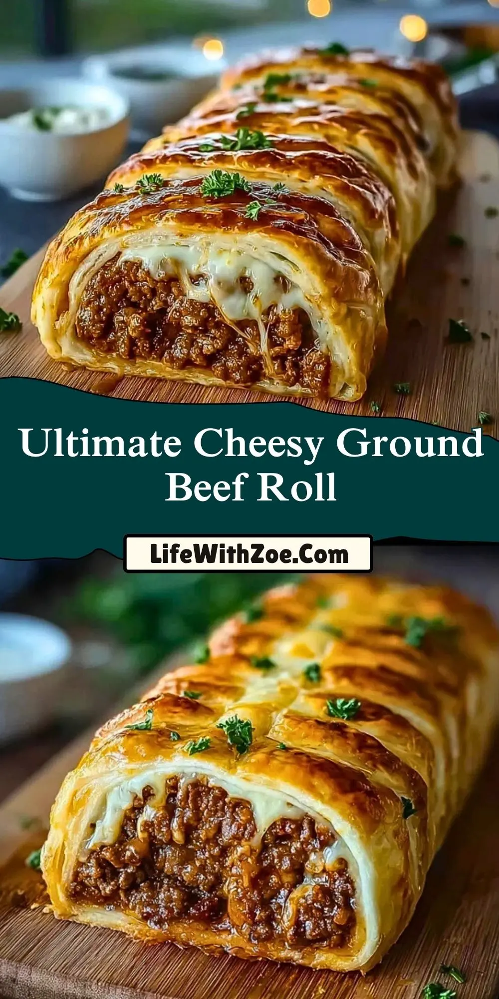 Ultimate Cheesy Ground Beef Roll Pin 1