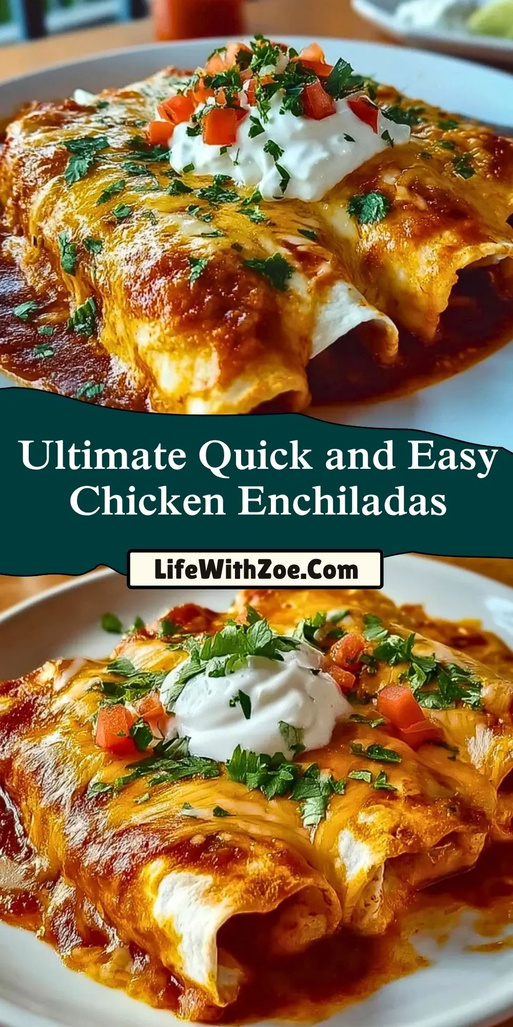 Ultimate Quick and Easy Chicken Enchiladas Pin 1