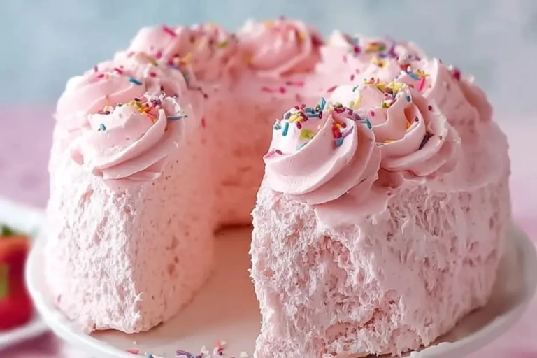 Beautiful Pink Angel Food Cake