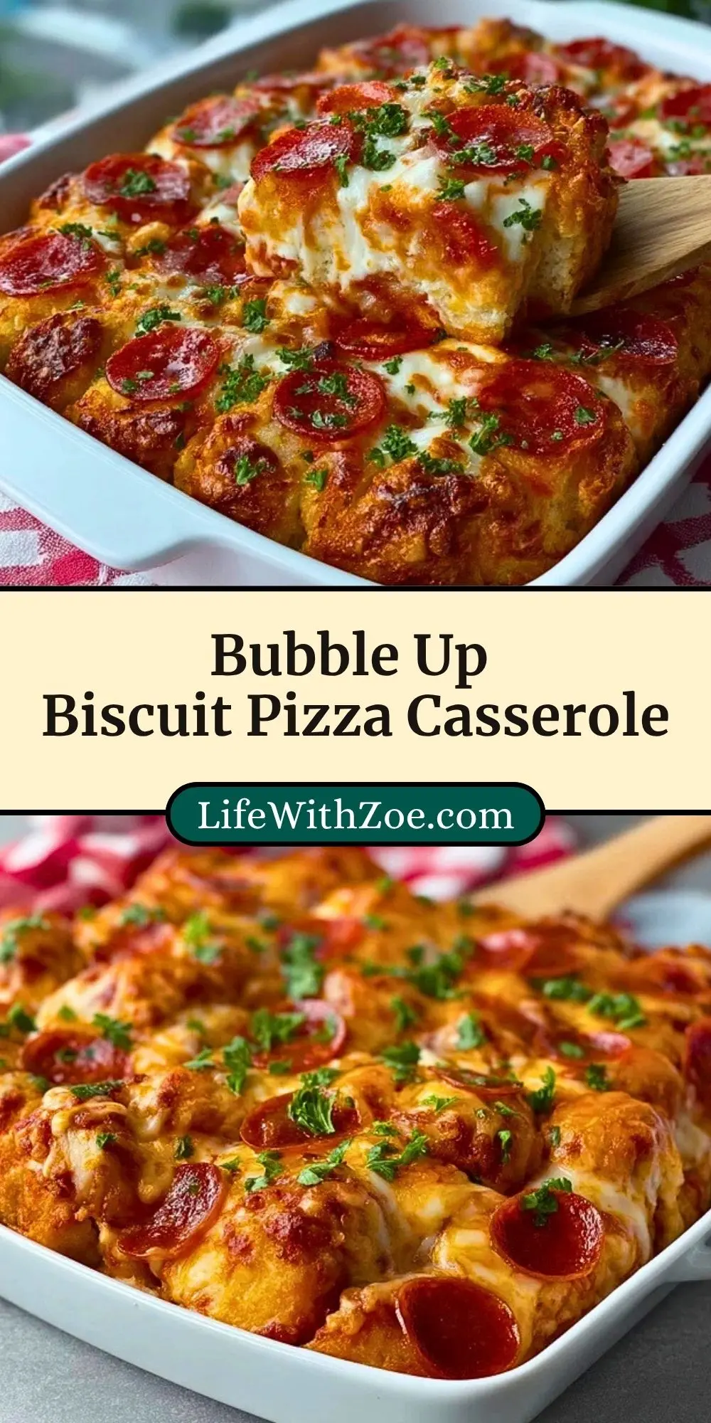 Bubble Up Biscuit Pizza Casserole Pin 2