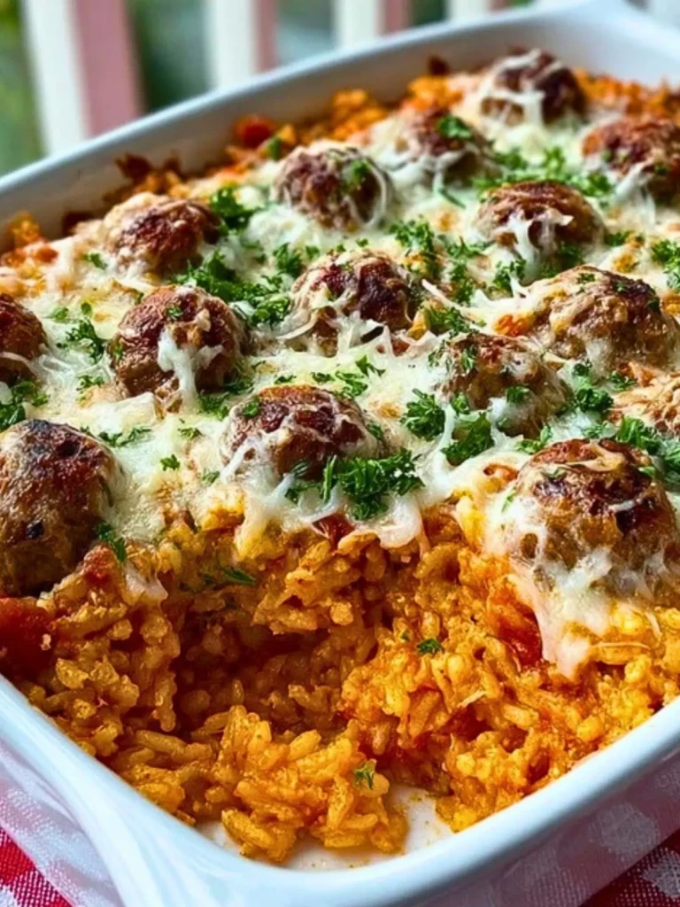 Cheesy Meatball Rice Casserole (3)