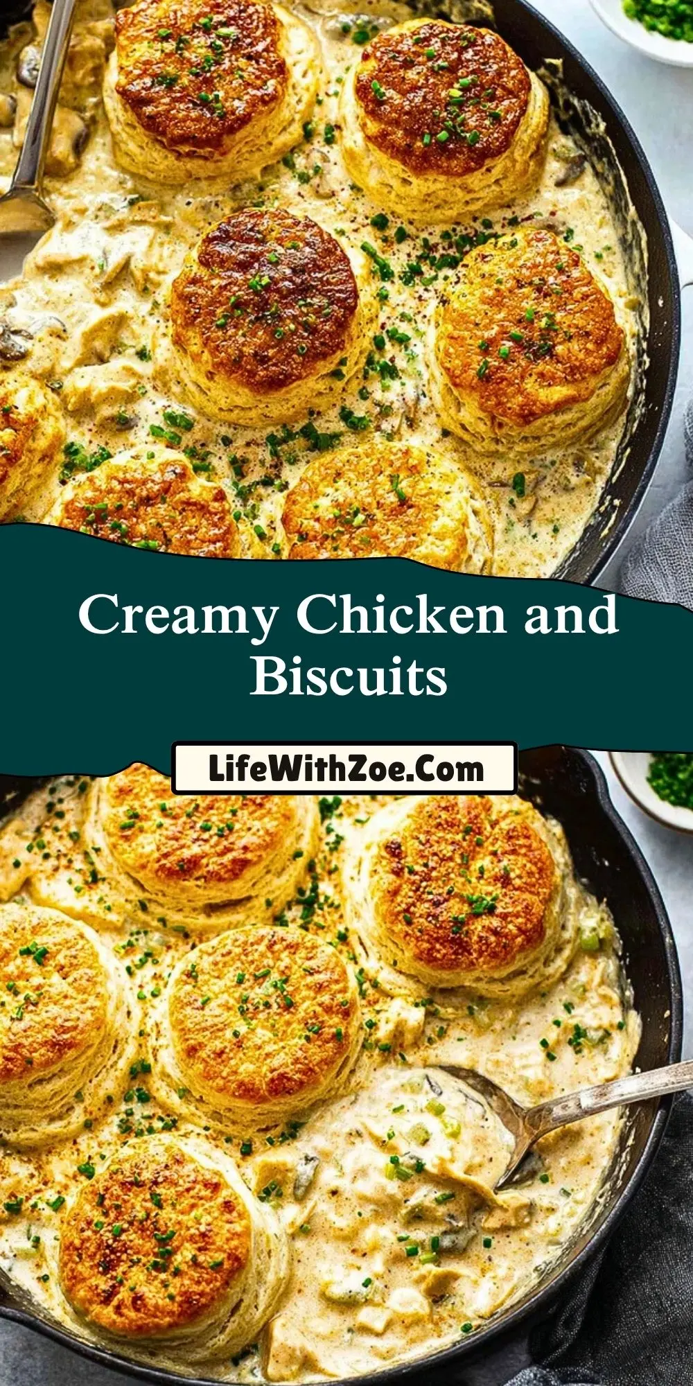 Creamy Chicken and Biscuits Pin 1