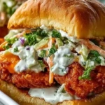 Crispy Buffalo Chicken Sandwich with Ranch Slaw