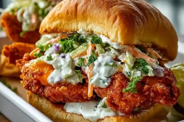Crispy Buffalo Chicken Sandwich with Ranch Slaw