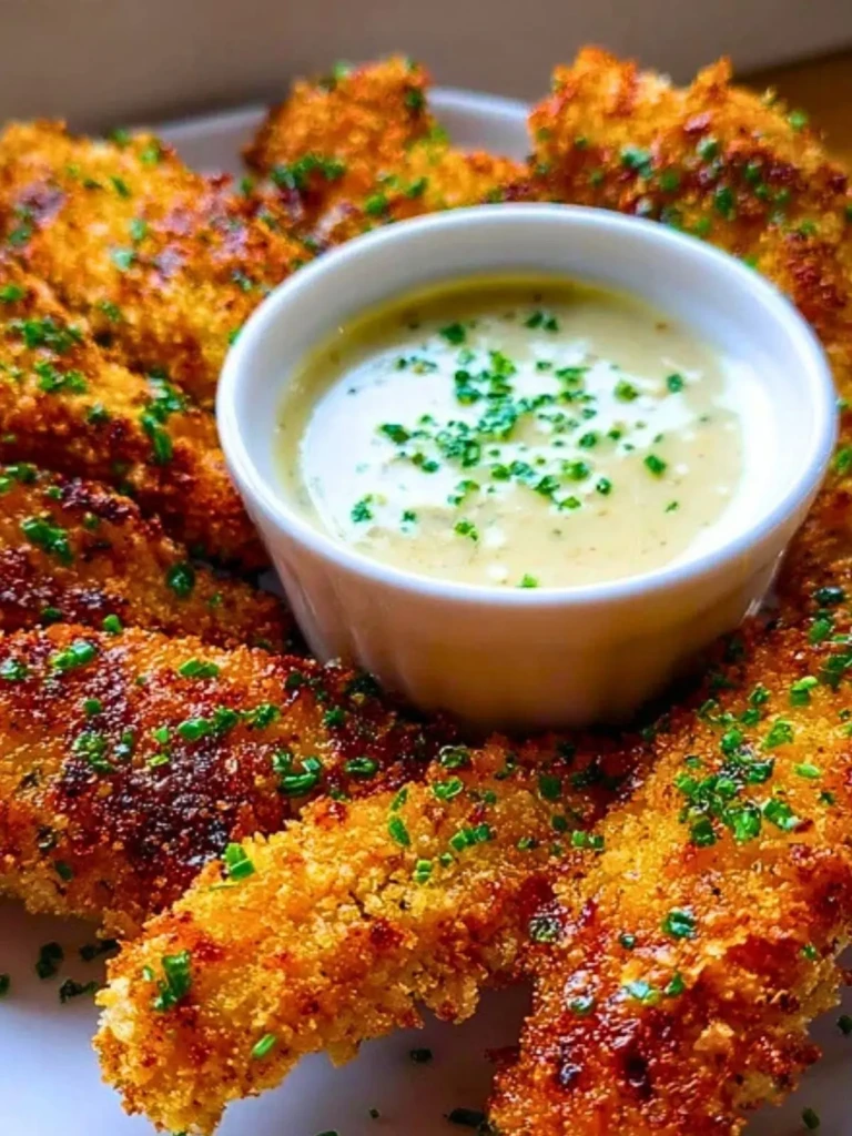 Crispy Parmesan-Crusted Chicken Tenders with Garlic Dip (1)
