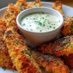 Crispy Parmesan-Crusted Chicken Tenders with Garlic Dip