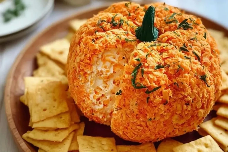 Homemade Doritos Pumpkin Shaped Cheese Ball