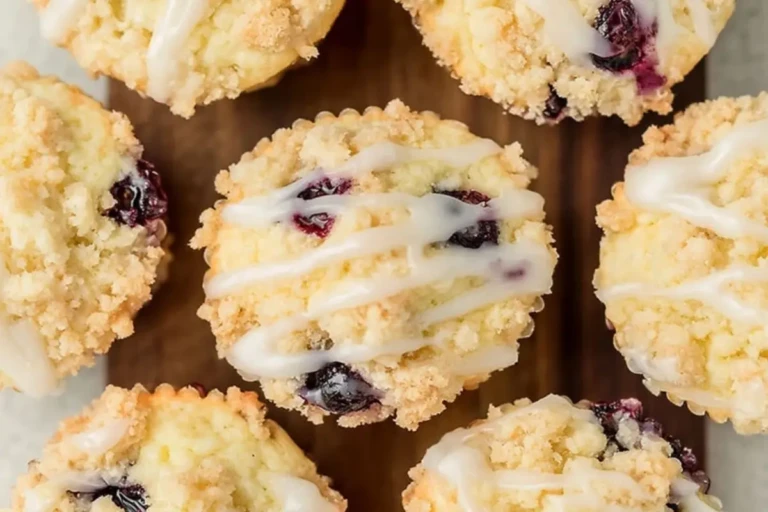 Lemon Blueberry Streusel Muffins with Lemon Glaze