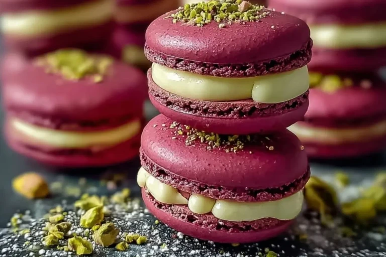 Luxurious Raspberry Pistachio Macarons 1