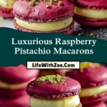 Luxurious Raspberry Pistachio Macarons Pin 1