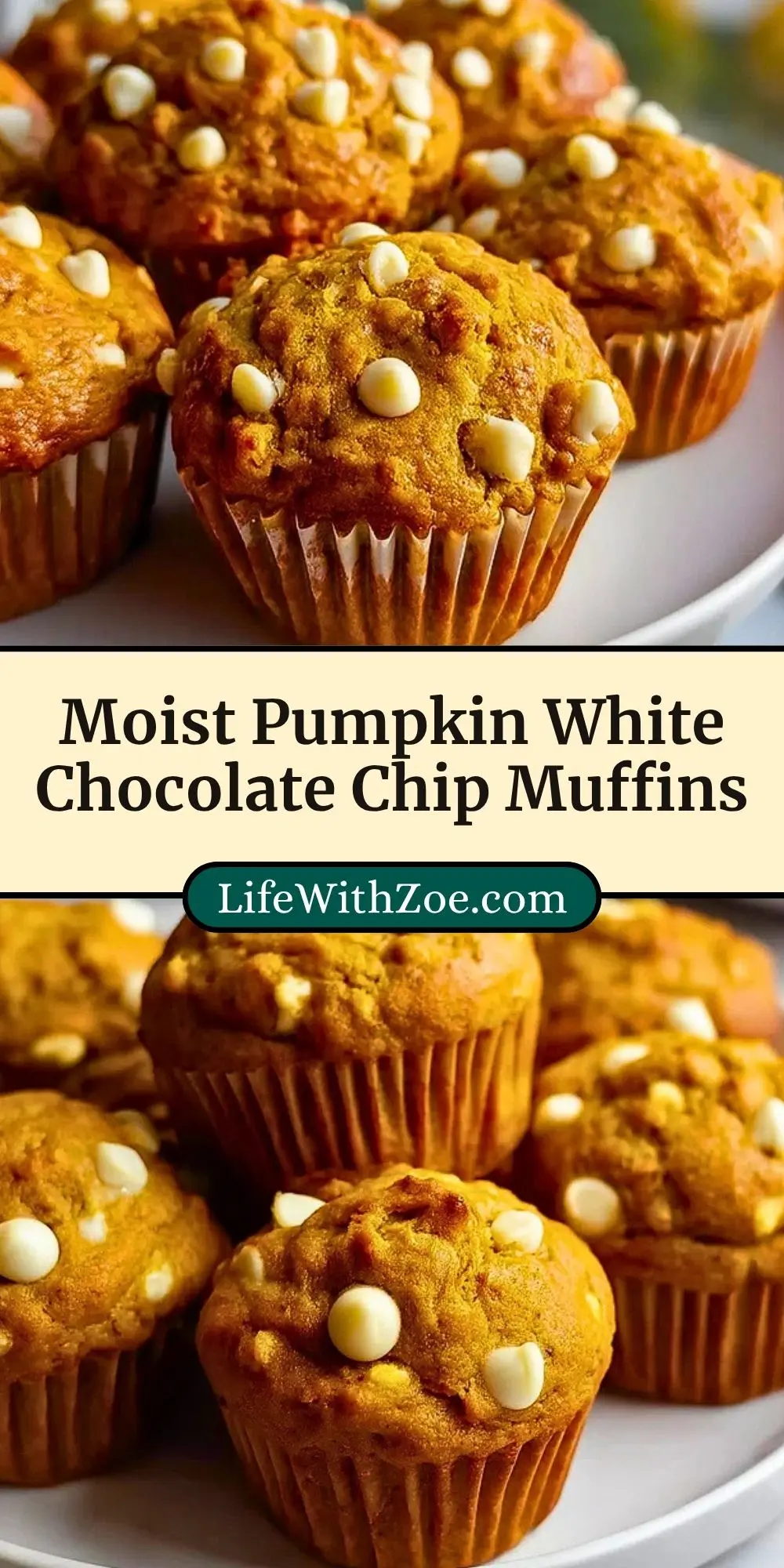 Moist Pumpkin White Chocolate Chip Muffins Pin 2