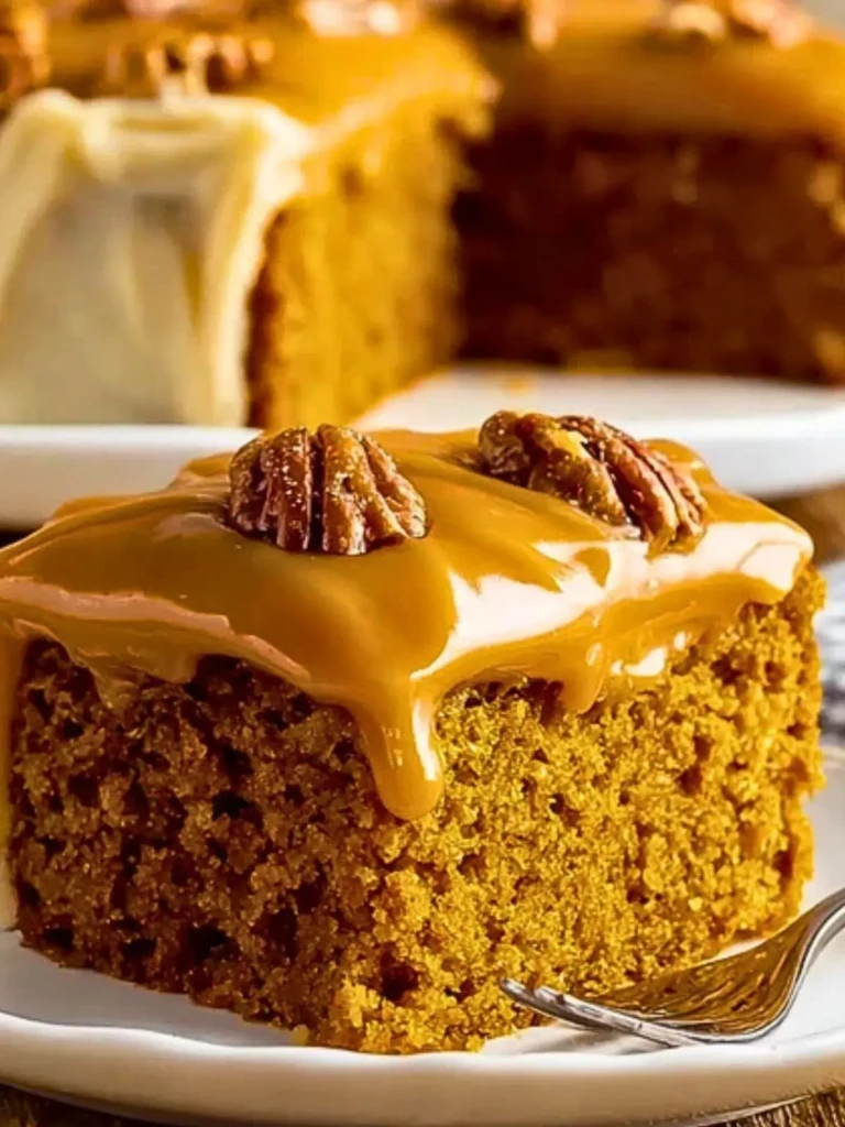 Rich Pumpkin Cake with Caramel Cream Cheese Frosting (1)