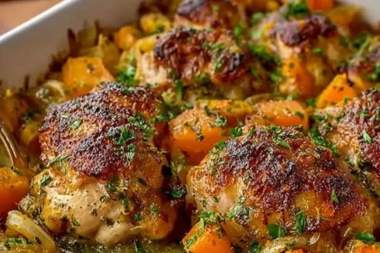 Roasted Chicken Leek and Butternut Squash Bake