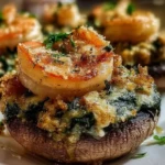 Shrimp & Crab Stuffed Mushrooms with Spinach and Parmesan