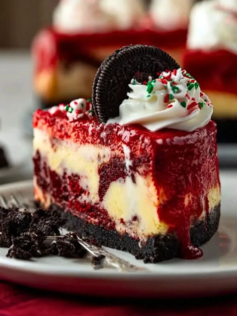 Christmas Red Velvet Cheesecake with Oreo Crust (1)