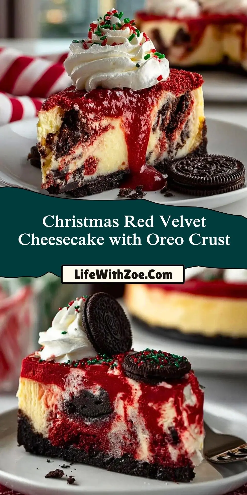 Christmas Red Velvet Cheesecake with Oreo Crust (2)