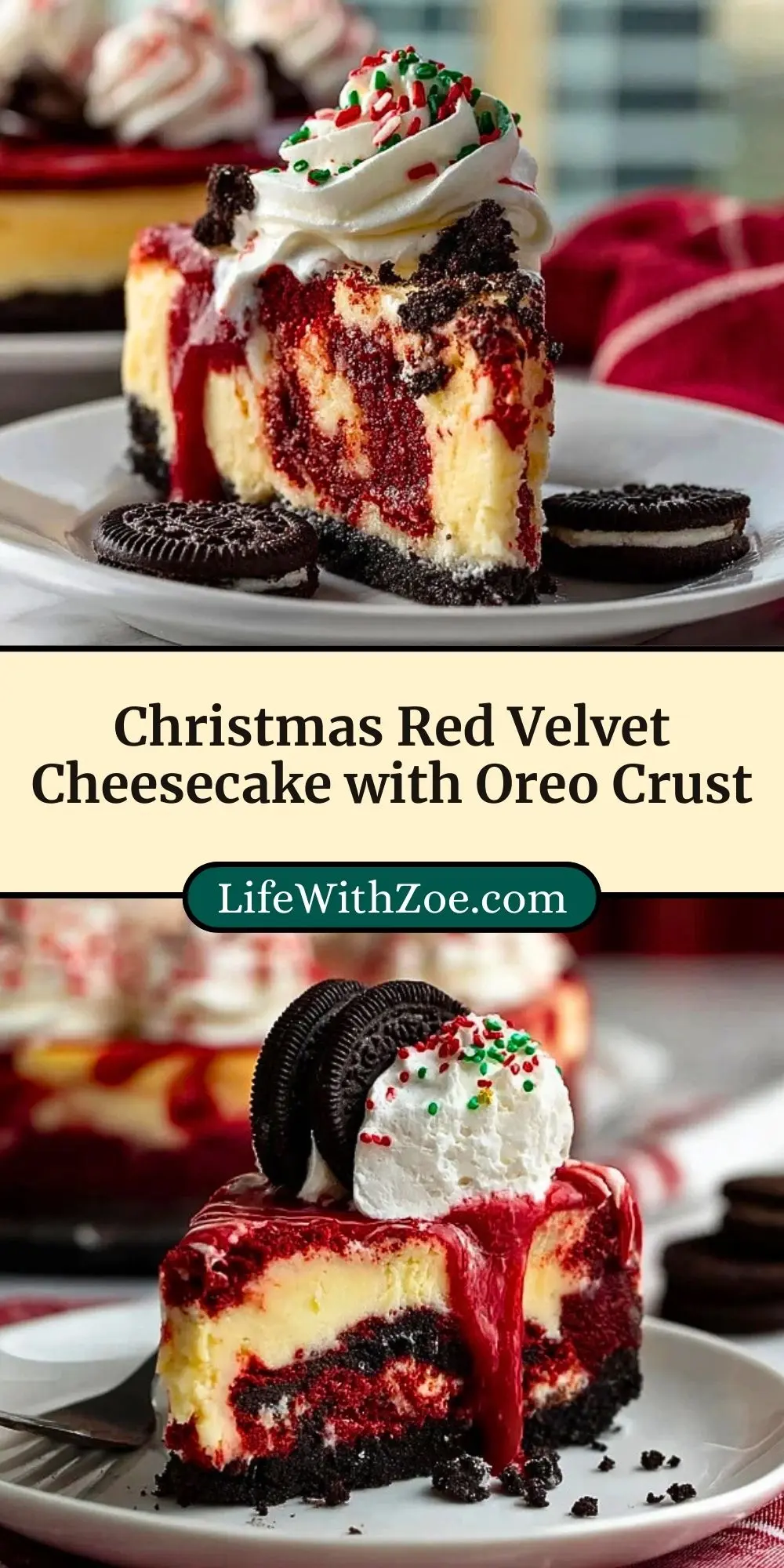 Christmas Red Velvet Cheesecake with Oreo Crust (3)