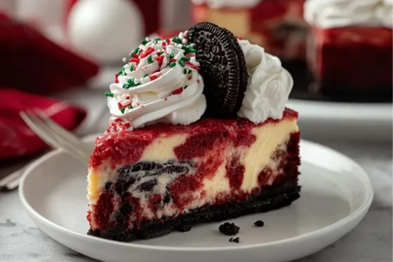 Christmas Red Velvet Cheesecake with Oreo Crust
