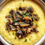 Creamy Garlic Polenta With Mushrooms