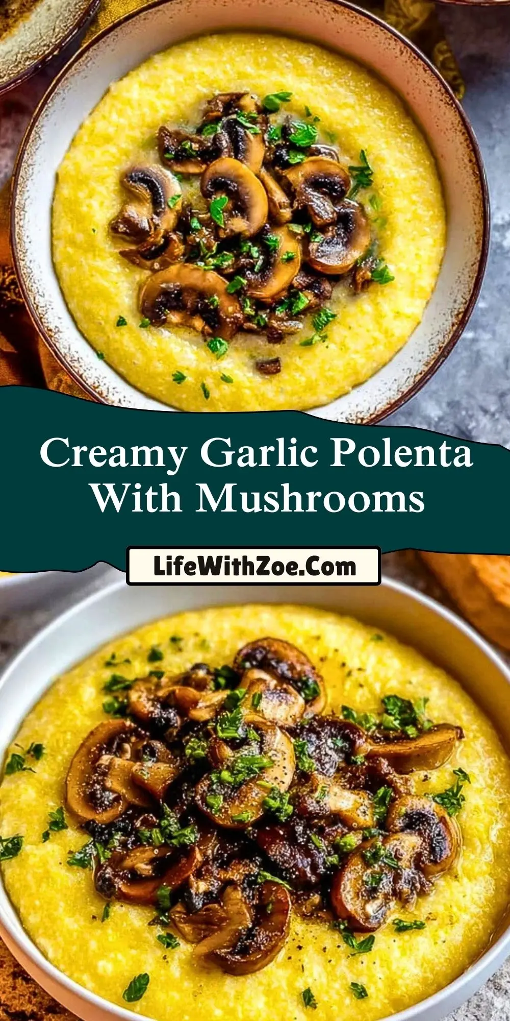 Creamy Garlic Polenta With Mushrooms (2)