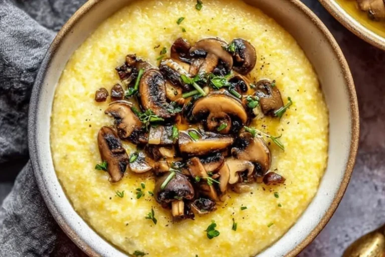 Creamy Garlic Polenta With Mushrooms