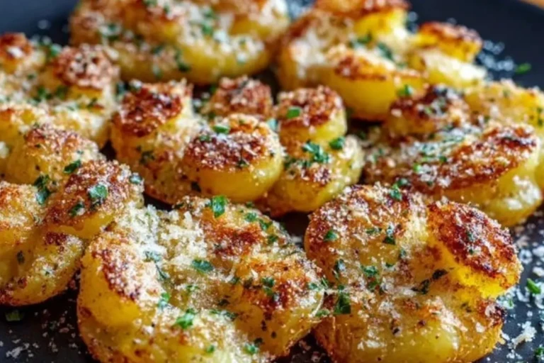 Crispy Garlic Butter Parmesan Smashed Potatoes