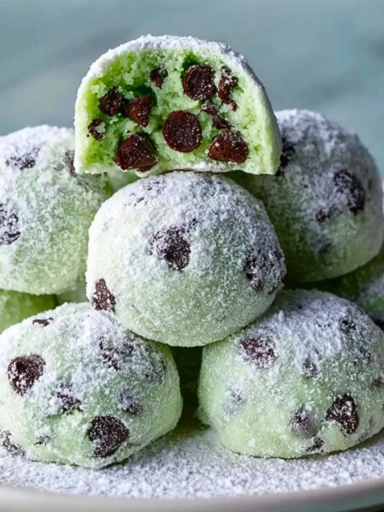 Easy Mint Chocolate Chip Snowball Cookies (1)