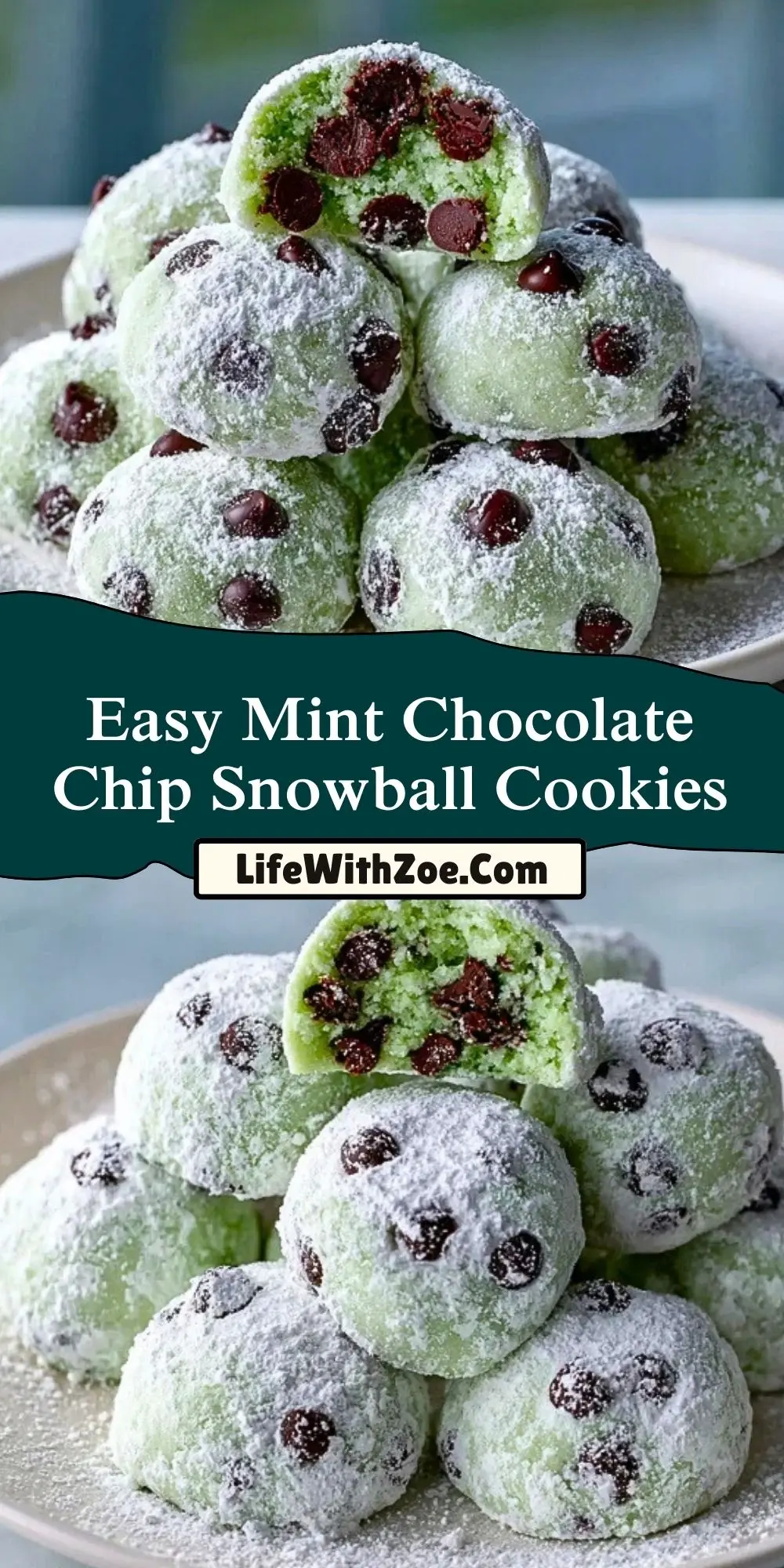 Easy Mint Chocolate Chip Snowball Cookies (2)