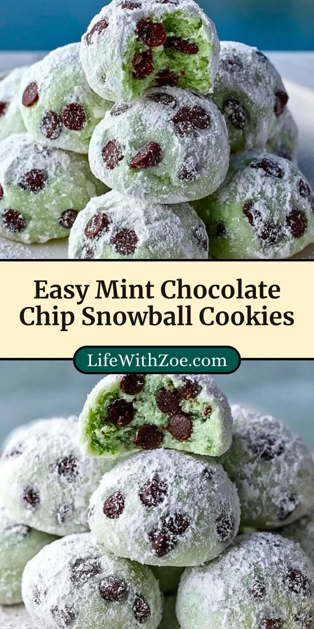 Easy Mint Chocolate Chip Snowball Cookies (3)