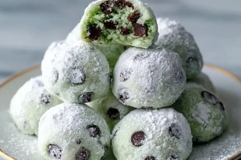 Easy Mint Chocolate Chip Snowball Cookies