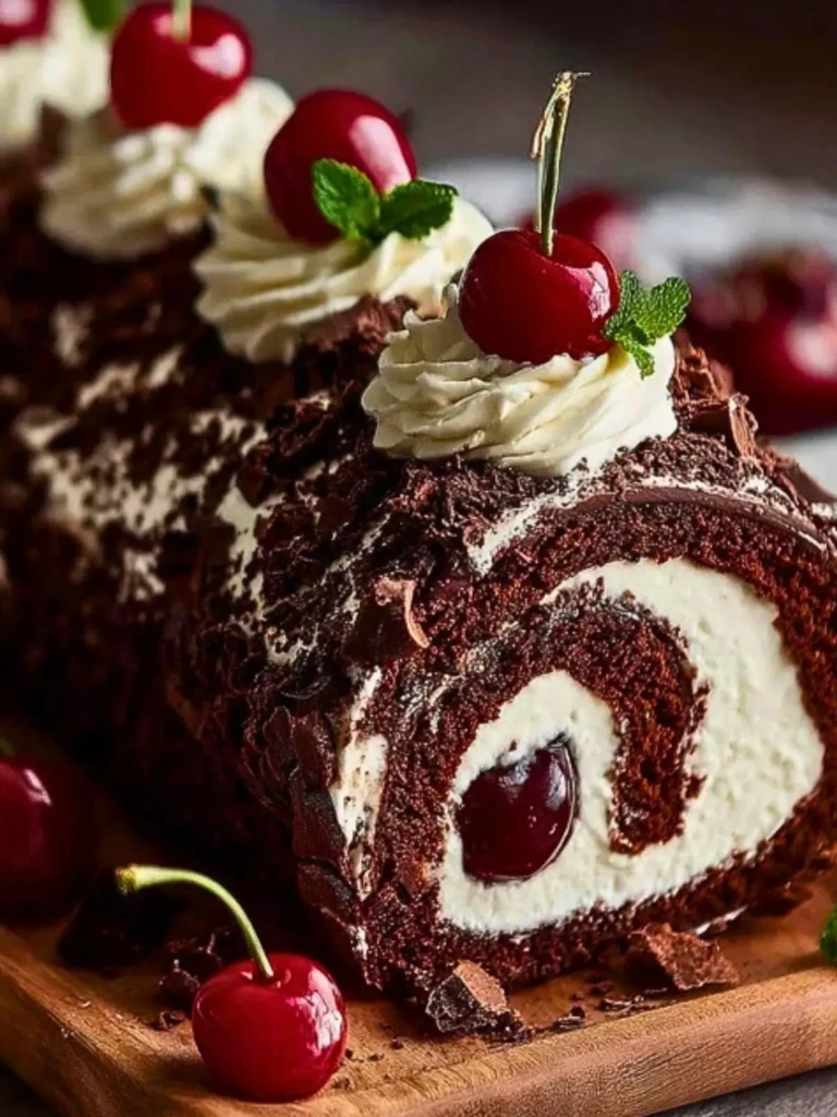 Elegant Black Forest Cake Roll (1)