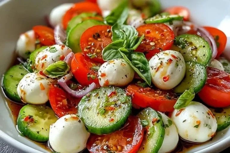 Fresh Cucumber Caprese Salad