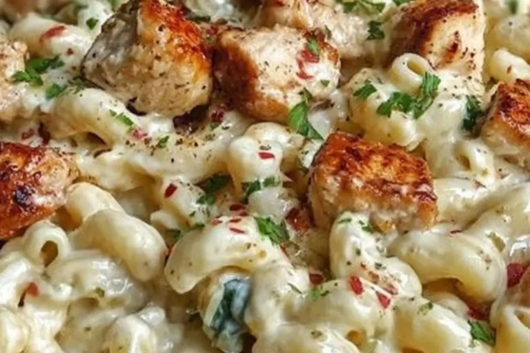 Garlic Chicken Bites and Creamy Cajun Spinach Artichoke Alfredo Pasta