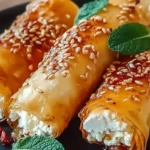 Oven Fried Feta Rolls with Chili Honey