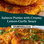 Salmon Patties with Creamy Lemon-Garlic Sauce (2)