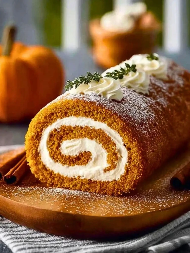 Classic Pumpkin Roll with Creamy Filling (1)