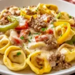 Crock Pot Cheesesteak Tortellini