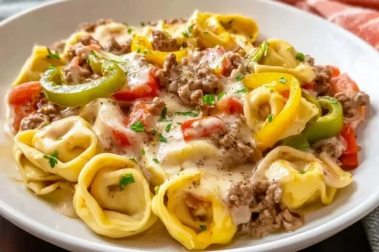 Crock Pot Cheesesteak Tortellini