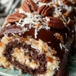 Decadent German Chocolate Coconut Pecan Roll Cake