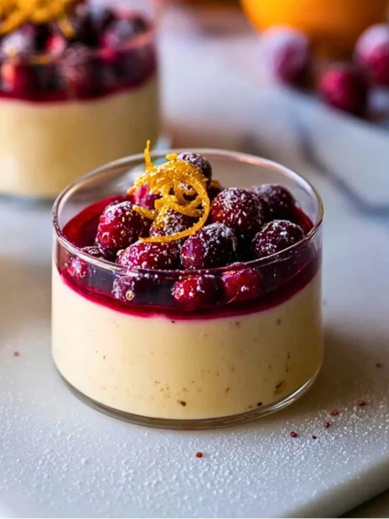 Eggnog Panna Cotta With Spiked Cranberry Sauce (1)
