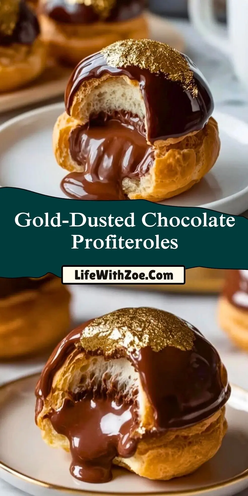 Gold-Dusted Chocolate Profiteroles (2)