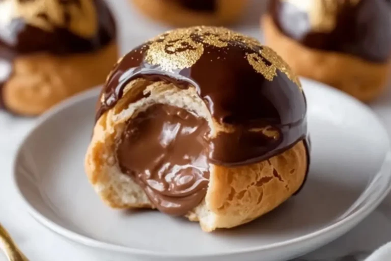 Gold-Dusted Chocolate Profiteroles