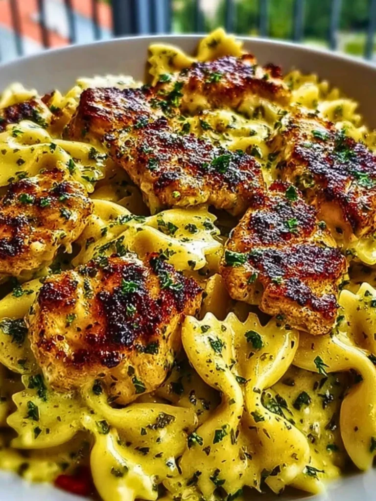 Mozzarella Garlic Butter Chicken Bowties in Cheesy Cream (1)